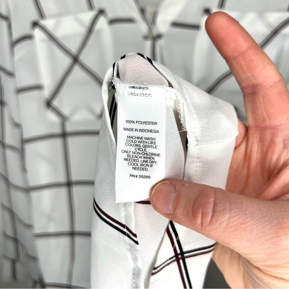 Express White Plaid Double Breasted Portofino Dress Shirt Size Extra Small - Picture 8 of 13